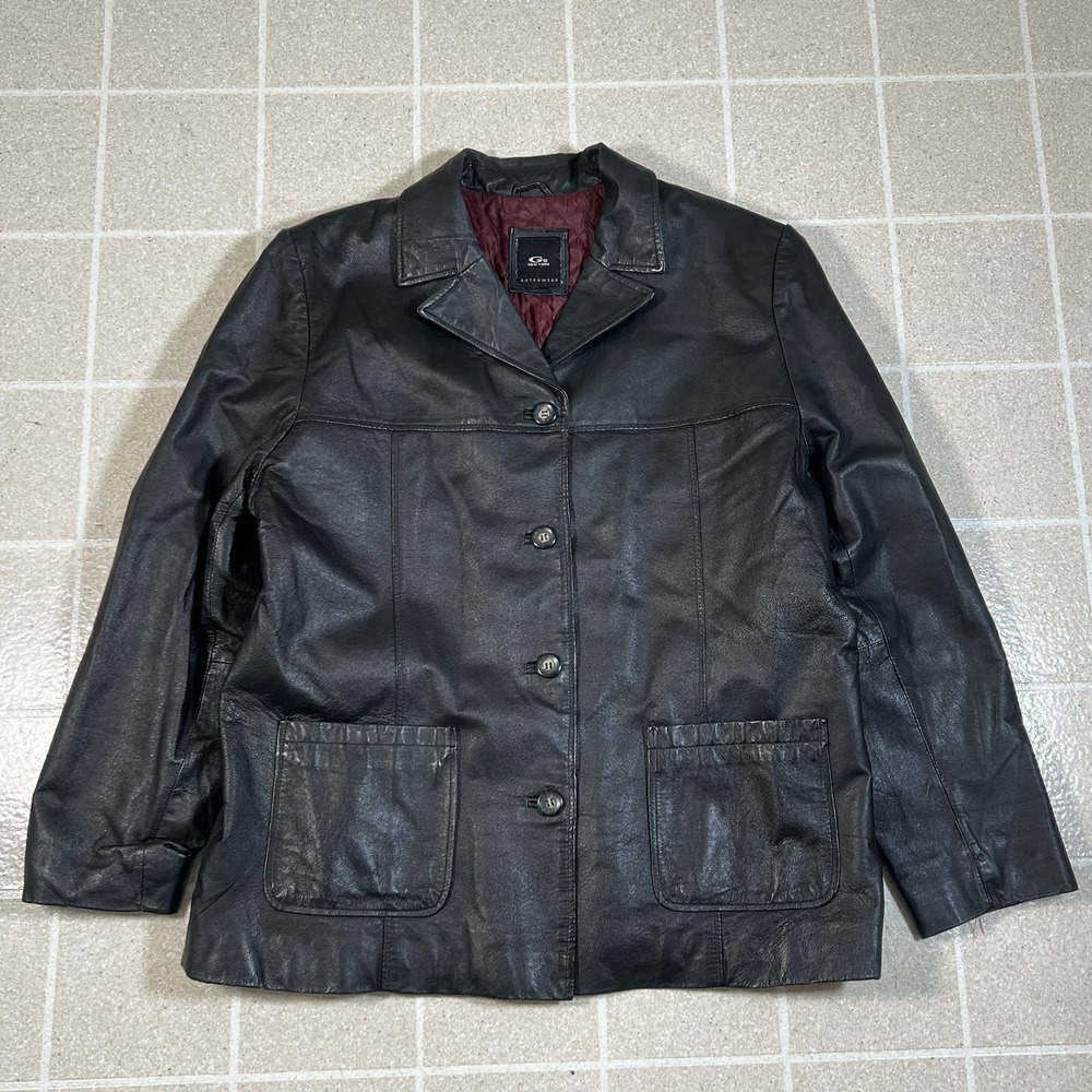 G-III New York Vintage 100% Leather Women's Small Jacket Chore Barn Coat Long